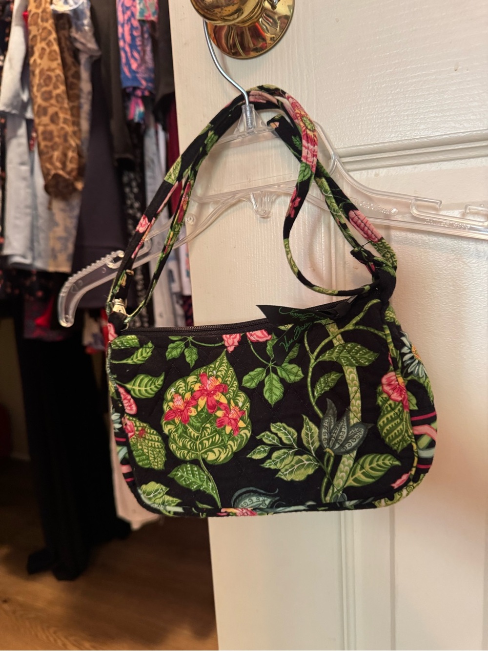 Vera Bradley Black Botanica Small Cross Body or Shoulder Bag